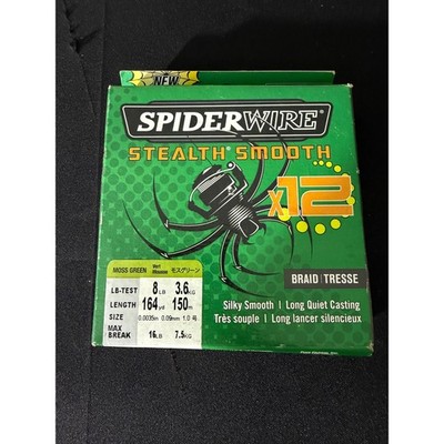 SpiderWire Stealth Smooth x12 Braid 8lb Moss Green New 164yd 150m Fishing Line