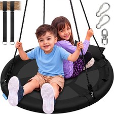 Saucer Swing with Tree Hang Kit, 40 Outdoor Tree Swing for Kids Black