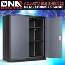 36" Lockable Heavy Duty Metal Storage Cabinet w/ Adjustable Shelves Gray/Black