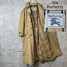 Burberry Vintage Trench Coat 90s Nova Check Lining Beige Women's M Authentic