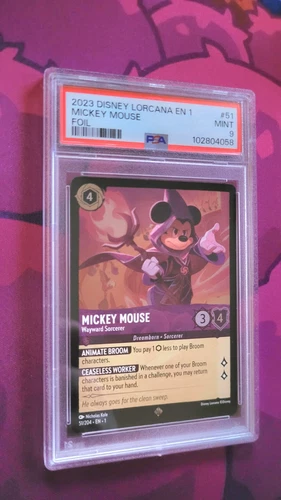 2023 Disney Lorcana EN 1 Mickey Mouse Wayward Sorcerer Foil PSA 9