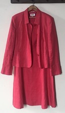 Vtg Talbots 16 Coral Pink Irish Linen Sleeveless Dress 4-Button Jacket Pockets