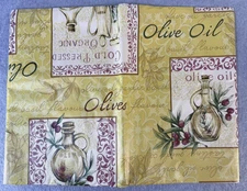 Elrene Vinyl Table Cloth Flannel Polyester Backing 52''x90'' Oblong Olive Leaf