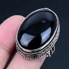 Black Onyx Gemstone 925 Sterling Silver Jewelry Ring US Size 7.5 K701