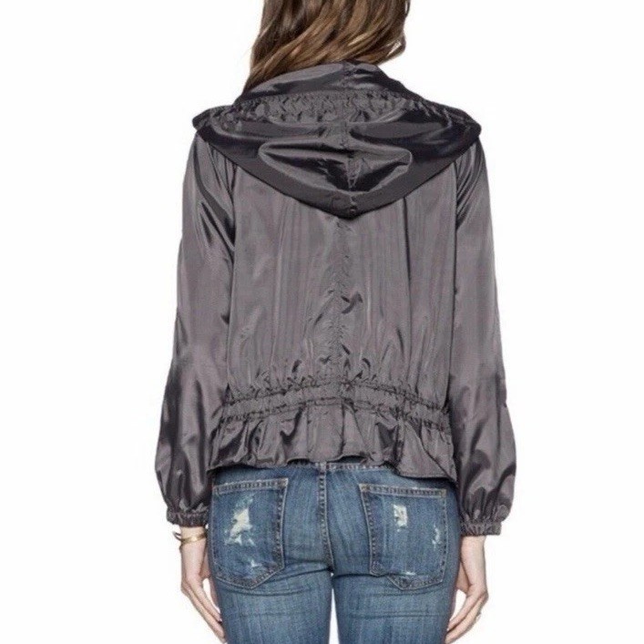 Free People Women’s Size Large Ripstop Parachute Lightweight Jacket Black image 3