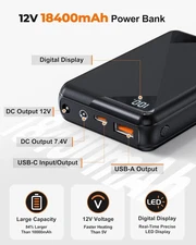 Hecusma 18,400mAh 12V Heated Jacket Battery Pack for Milwaukee LED Display