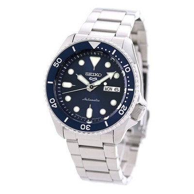 Seiko 5 Sports SBSA001 SKX Serie automatische Herrenuhr blaues Zifferblatt he...