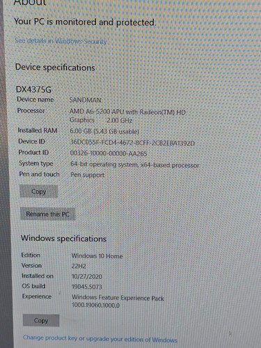Gateway DX4350, A6-5200 @2.0GHz, 6GB RAM, 500GB HDD, W10H - Picture 7 of 8