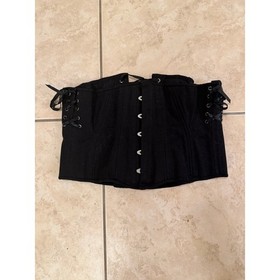 Timeless Trends Corset Black Lace Up Bustier Steampunk Gothic Waist Cincher 34 S