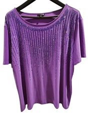 NEW! ANTTHONY ORIGINALS Women's Shirt Sz 2X Purple Colorful Beads Soft Stretchy