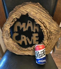 MAN CAVE Large Heavy Wood  Resin Metal Cut Out Wall Art 17" NEW Bar Garage Decor