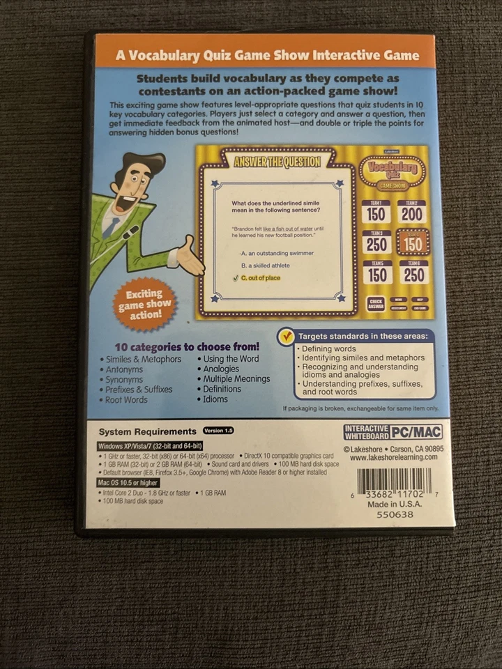 Vocabulary Quiz Game Show - Interactive Whiteboard Grade 4-6 (CD-Rom) Lakeshore - Image 2 of 2