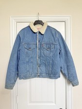 Vtg 70s 80s Mens 44 Levis Trucker Jacket Blue Denim Sherpa USA 70605 Barn Jacket