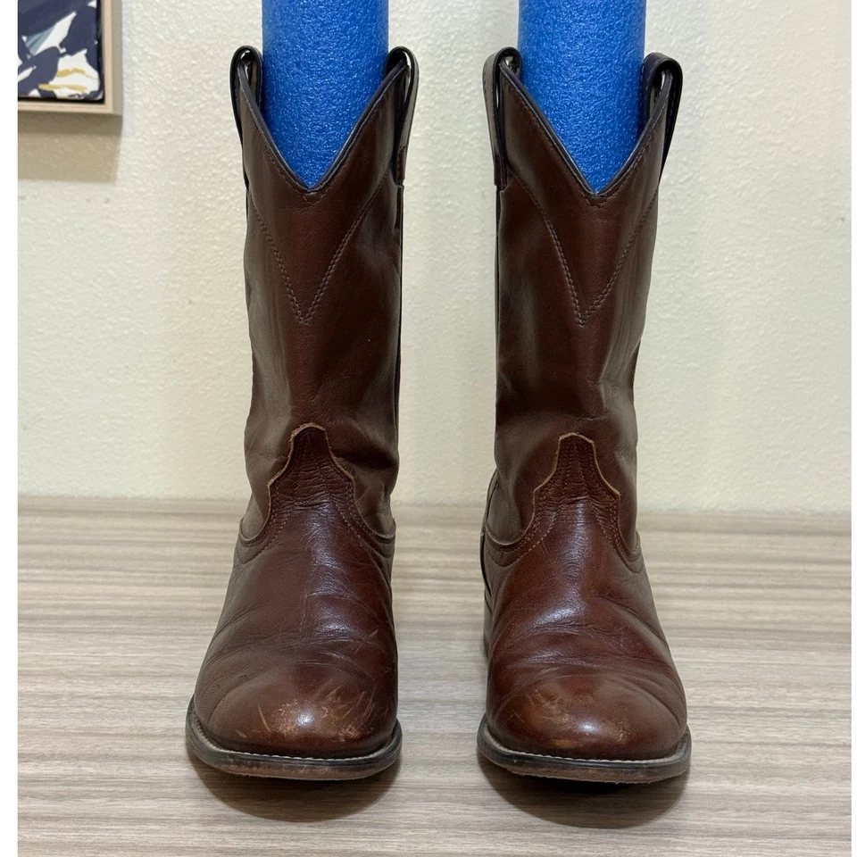 Botas Laredo Mujer 8 Cuero Marrón Vaquera Occidental Festival Rodeo Hechas en EE. UU. Foto 3 de 4