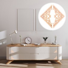 4pcs Wood Carving Onlay Appliques Unpainted Wooden Decals For Cabinet Door Decor