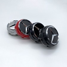 4X 75mm Mercedes AMG Nabendeckel Schwarz Alu Radkappen Felgenabdeckung NEU