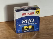 New Sealed Maxell 2HD 3.5" Floppy Disks Diskettes 10 PK 1.44 MB PC Vintage 80s