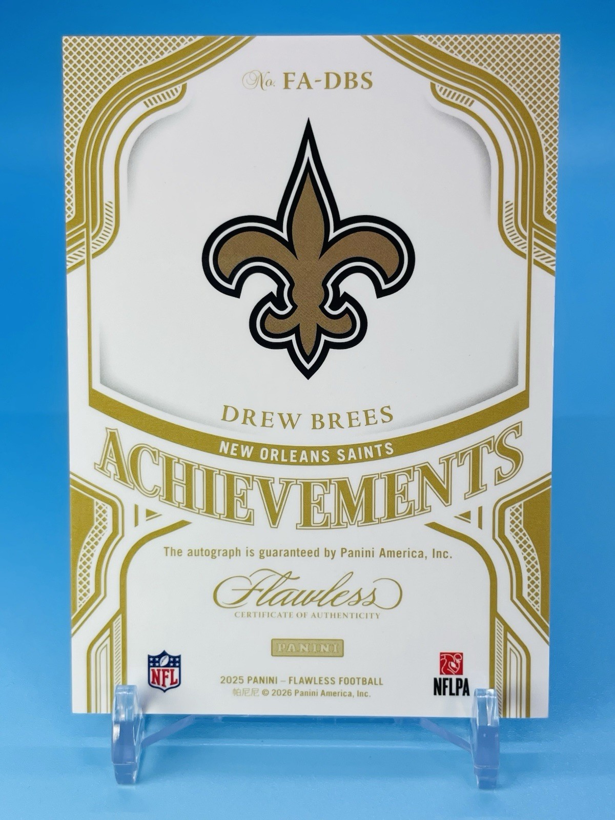 2025 Flawless ~ DREW BREES ~ Achievements 💥 On Card AUTO #'d 20/20 BOOKEND! 🔥 view 20
