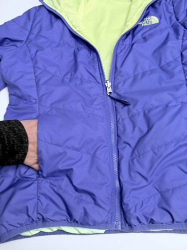 The North Face Jacket Girl's Puffer Reversible YT Kids Sz L 14 16 Lilac & Yellow - Picture 7 of 16