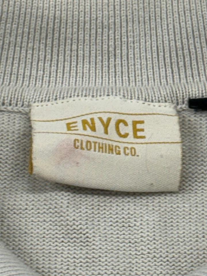 Camisa Polo Enyce Para Hombres XL Beige Manga Corta 1/4 Cremallera Acanalada Rayas Hip Hop Patín Foto 3 de 4