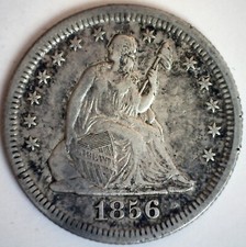1856 Seated Liberty Silver Quarter 25c US Type Coin Extra Fine Circulated 