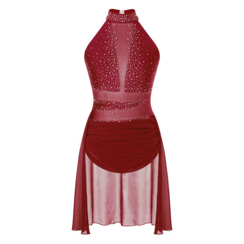Ladies Lyrical Dress Sparkly Leotard Party Dance Performance Costume Mesh Bodysuit - Picture 26 of 56