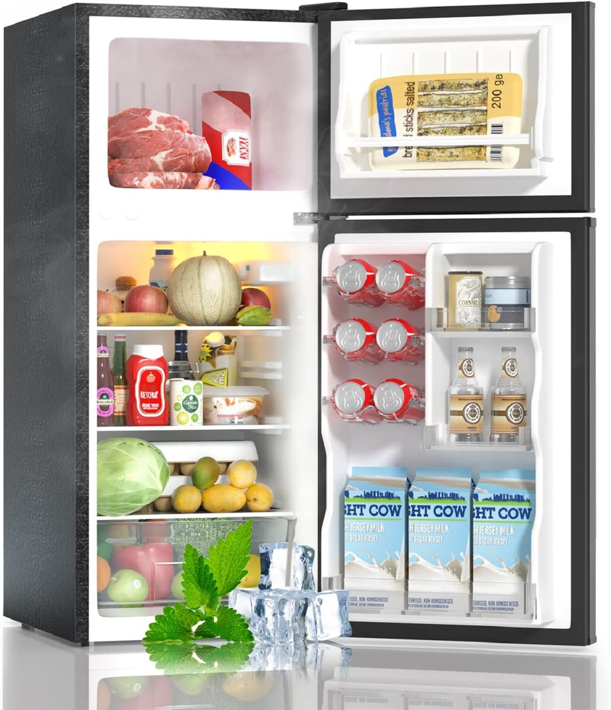 4.0 Cu.Ft Small Refrigerator with Freezer, Small Fridge with Top Freezer, for Ap