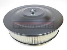Black Air Cleaner Set 14x3 Muscle Car Style Flat Base Chevy Ford Mopar 350 454