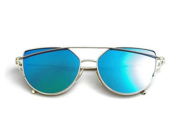 Large Oversized Cat Eye Sunglasses Metal Frame Flat Mirror  display picture 2