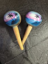 Hand painted Coconut Maracas very good condition
