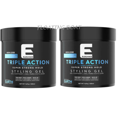 2 x Elegance Hair Gel Triple Action / Extra Strong Hold Earth 500mL each =1000ml