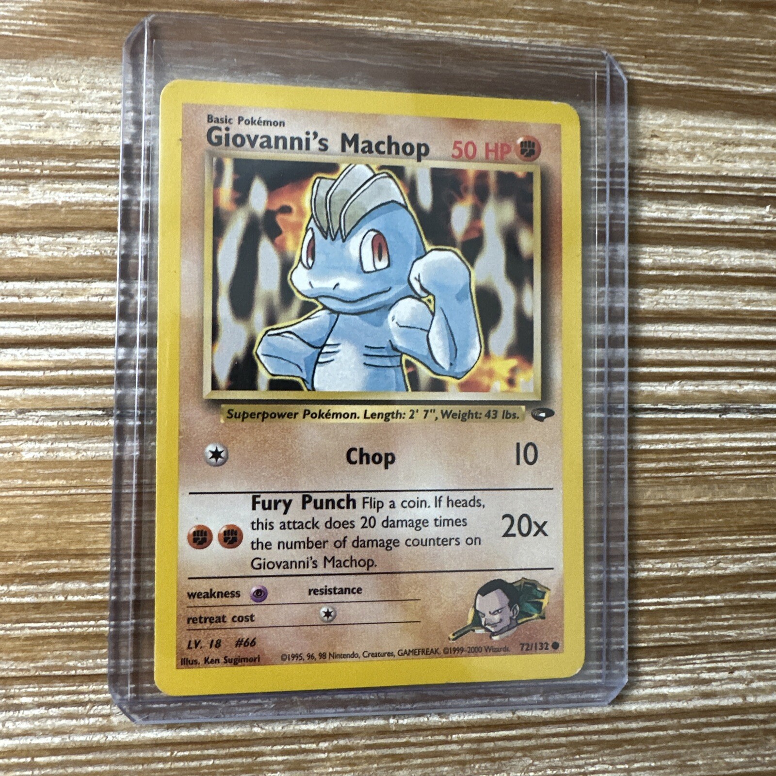 Pokemon Card Giovanni's Machop - 72/132 Gym Challenge Unlimited Common LP-NM