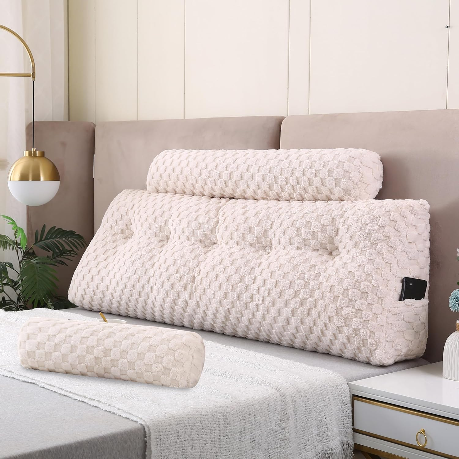 Wedge Headboard Pillows + a Long and Short Head Roll Pillows Bed Wedge Pillow fo