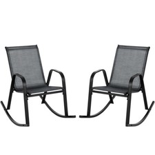 Set of 2 Patio Outdoor Metal Rocking Chair w/Curved Armrest Ergonomic Backrest