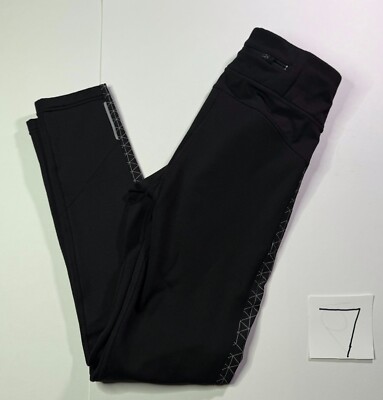 Athleta Leggings Women's Medium Black Skinny Leg Reflective Pockets Yoga Fitness