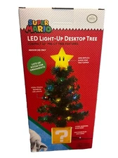 Nintendo Super Mario Bros Star LED Light Up 10 inch Desktop Christmas Tree New