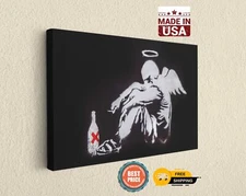 Banksy Drunk Angel Canvas Print - Fallen Angel Street Art Home Decor