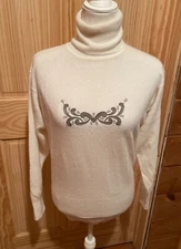 Vintage Head Sports Wear White Angora Lambswool Turtleneck Sweater ~ EUC
