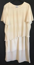 Sandi Dee Plus Size 24 1/2 Cream Layered Dress Women's