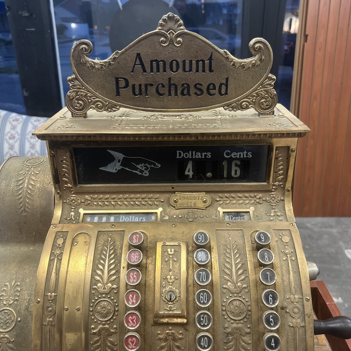Antique 1900's VINTAGE Brass Ornate NATIONAL CASH REGISTER MODEL