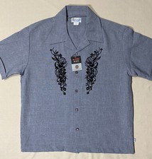 BC ETHIC Vintage 2000’s Men’s TRIBAL Lounge Smooth Shirt Gray Made In USA Size L