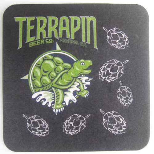 TERRAPIN BEER CO., 4 inch Beer COASTER Mat w/ TURTLE & HOPS, Athens GEORGIA 2016 - Picture 2 of 2