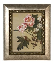Songlund II Japanese Peonies Art Print Ornate Silver Gold Frame 18.5 x 23"
