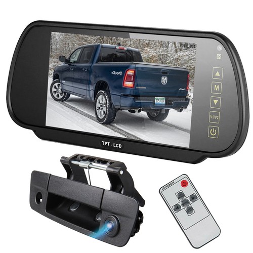 7" Mirror Monitor+Tailgate Handle Backup CCD Camera fit Dodge Ram 1500 2500 3500 - Picture 23 of 23
