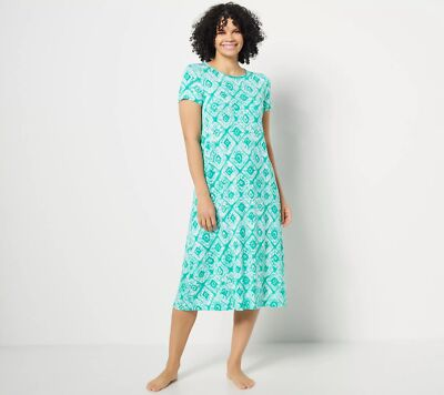 #ad Koolaburra by UGG Rayon Spandex Midi Dress Turquoise Tile XS New $12.00