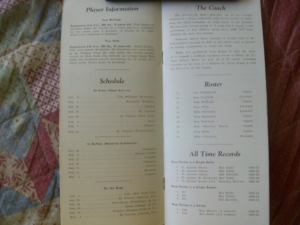 1958-59 ST BONAVENTURE BASKETBALL MEDIA GUIDE Yearbook TOM STITH 1959 Program AD - Image 4 of 4