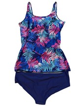 Women Swimwear Tropical Print Summer Beach Bathing Suit Tankini Set Swimsuit 2X