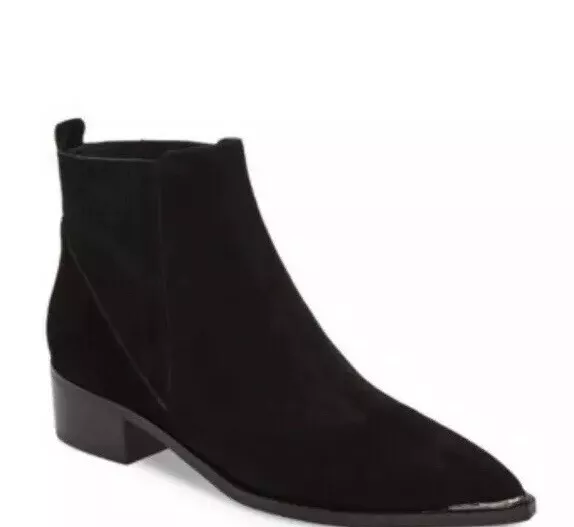 Marc Fisher Yommi Black Suede Bootie Western Chelsea Boot Cowboy