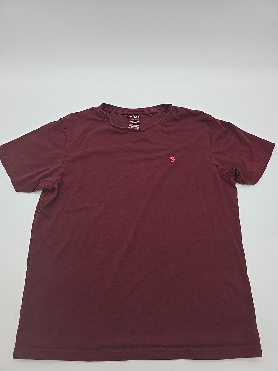 Farah Burgundy Loungewear T Shirt Mens Medium 100% Cotton