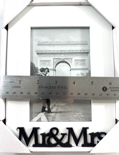 Isaac Jacobs White Wood Sentiments “Mr & Mrs” Picture Frame, Fits 4x6 inch Photo - 第 3/7 張圖片